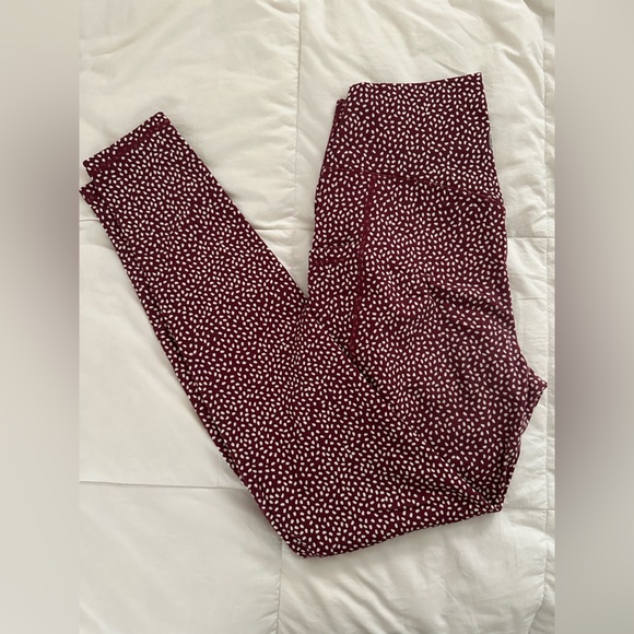 BuffBunny Burgundy and White Leggings Size Medium - Picture 2 of 6